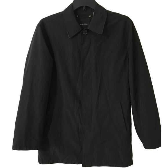 Allan Clark 50 Lightweight Hidden Button Up Blk Jacket Exterior Interior Pockets - Picture 1 of 9